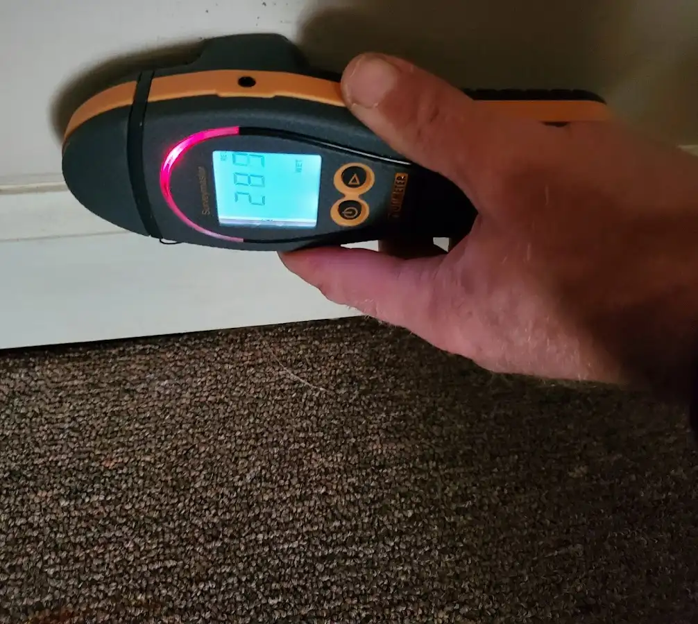 Moisture detection at baseboard during Sewage Cleanup & Sanitation in Arcadia